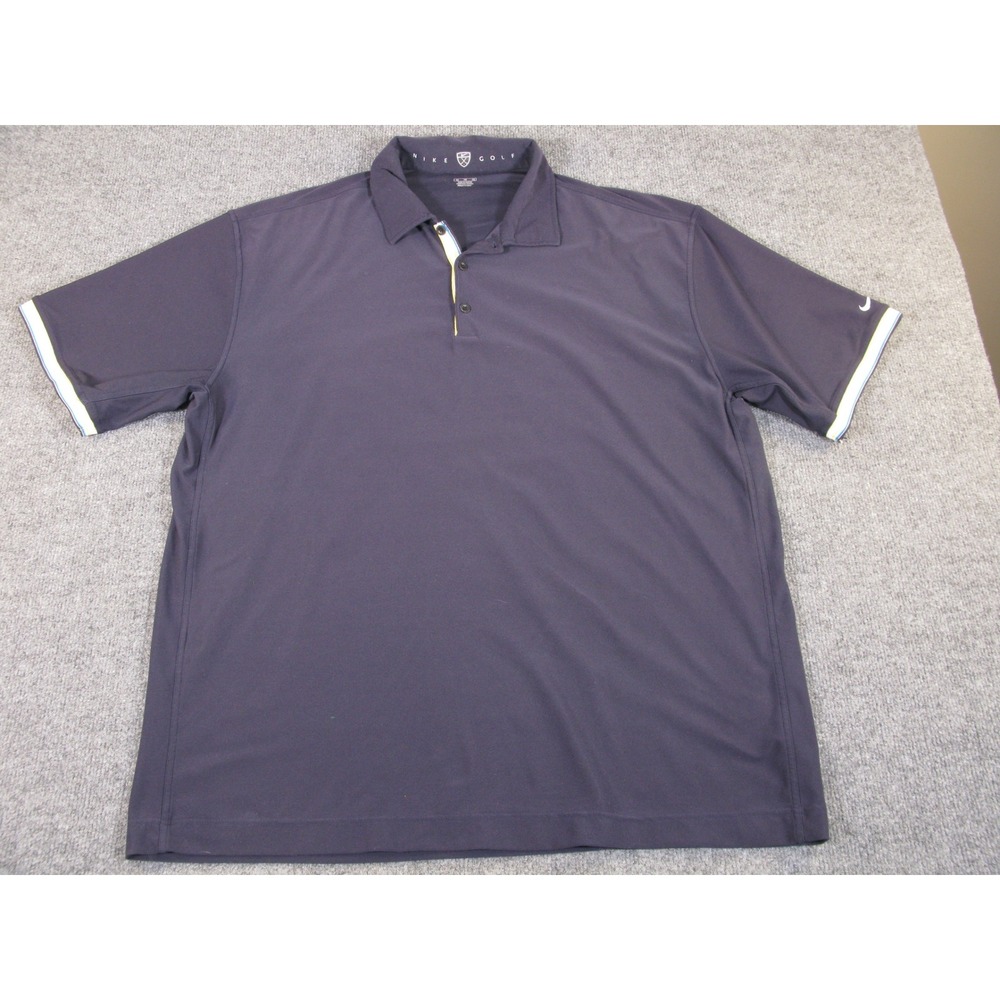 Nike Golf Fit Dry Mens XL Polo Shirt Navy Blue Short Sleeve‎ Performance #2278
